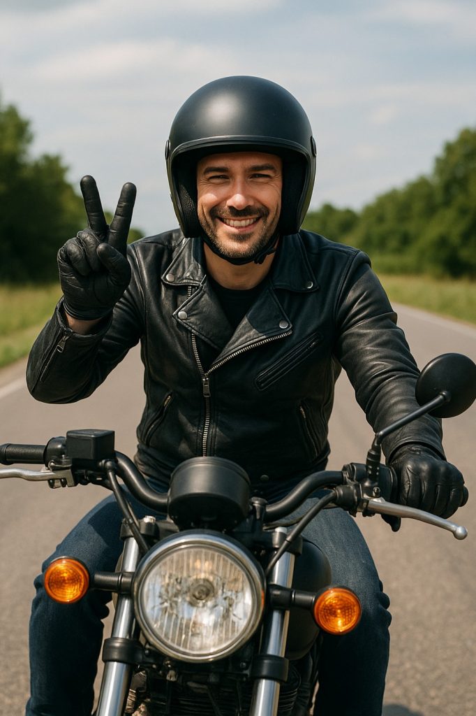Motard cool signe v